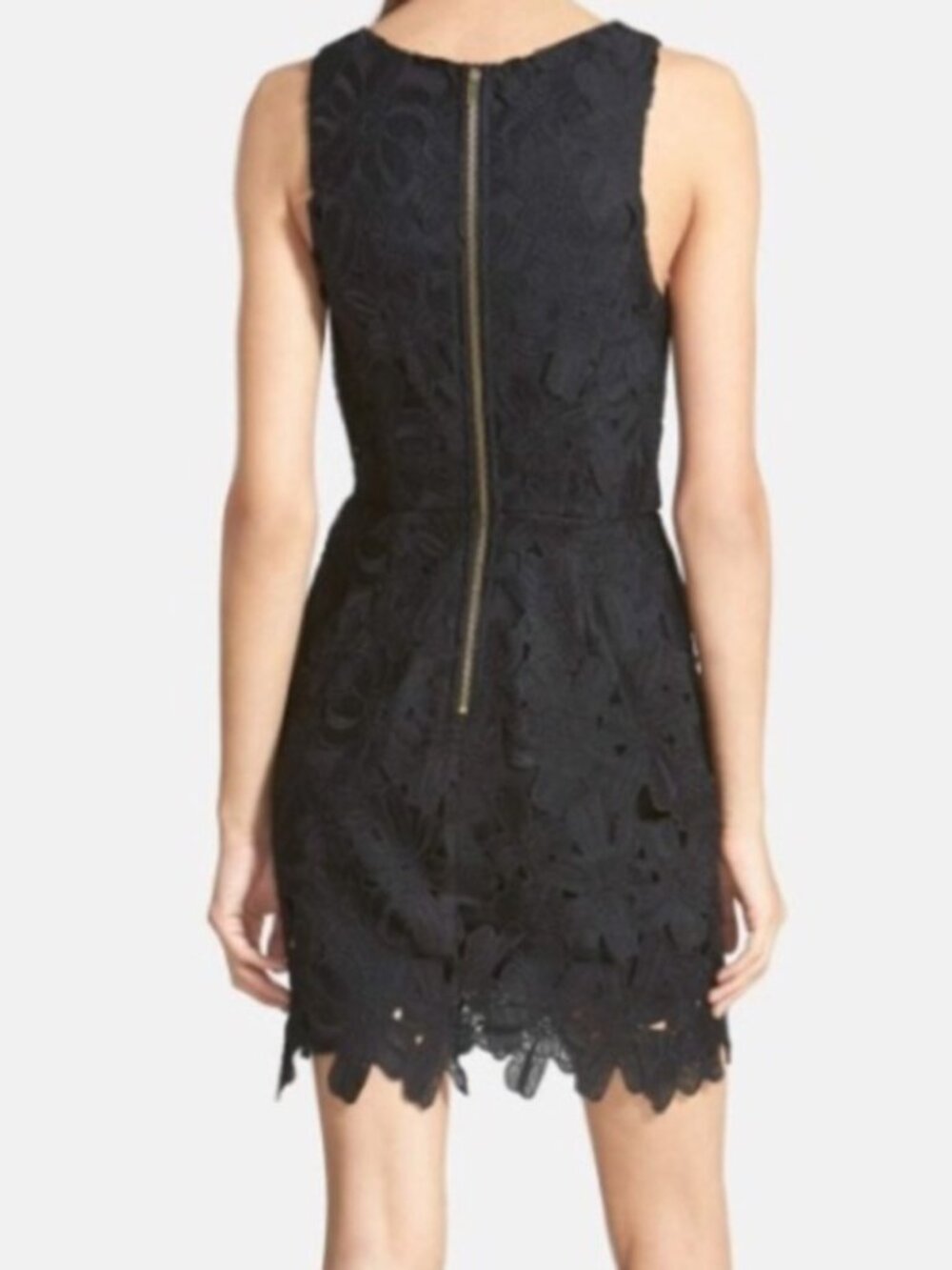 ASTR The Label Black Floral Lace Crochet Mini Dress LBD Size Large - Picture 5 of 6